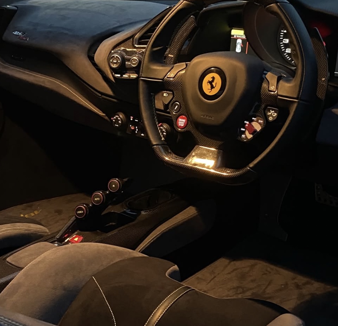 Ferrari 488 Pista steering wheel and interior